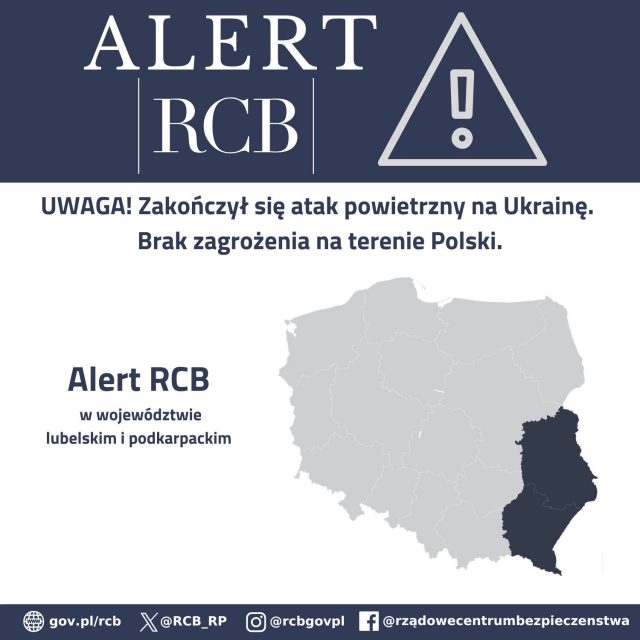 Alert RCB w województwach podkarpackim i lubelskim. Komunikat o ataku na Ukrainie AKTUALIZACJA