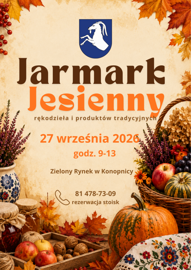 Smakołyki, lokalne produkty i wyjątkowy gość. Zbliża się Jesienny Jarmark w Konopnicy
