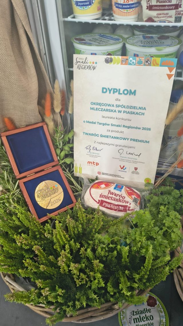 Dwa wyróżnienia dla OSM Piaski w Poznaniu. Kefir z Perłą 2026, twaróg z Medalem Targów