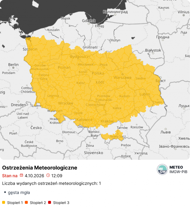 Ciepła niedziela w Lubelskiem, ale nocą pojawią się gęste mgły. IMGW wydał ostrzeżenie