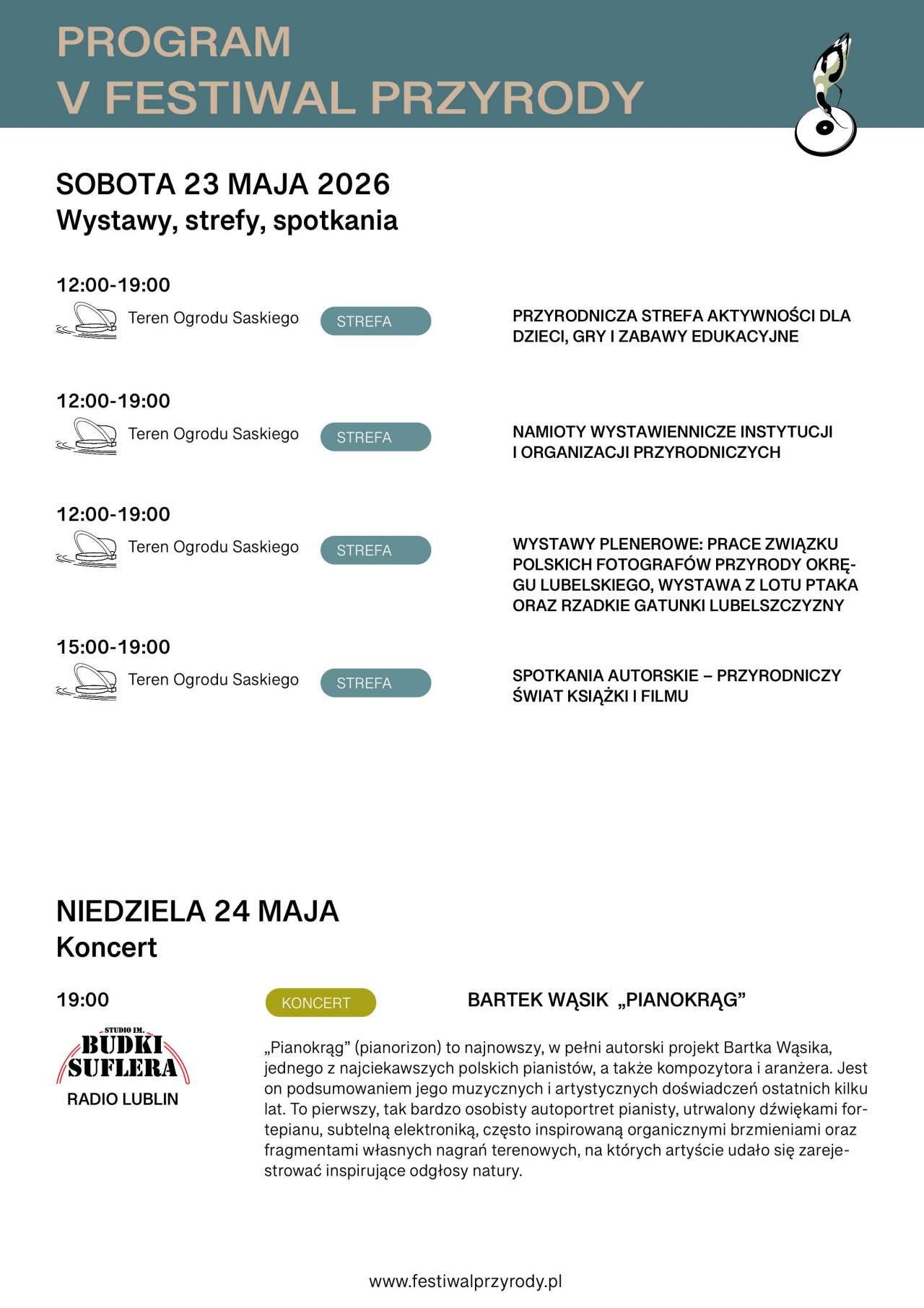 V Festiwal Przyrody - program sobota niedziela 22-23 maja