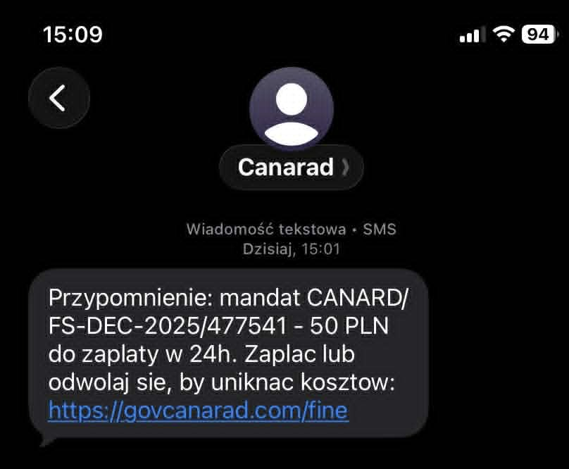 fałszywy sms